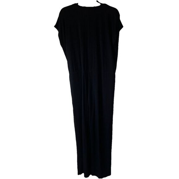 New Eileen Fisher Black Drawstring Short Sleeve Jumpsuit Medium - Picture 6 of 7